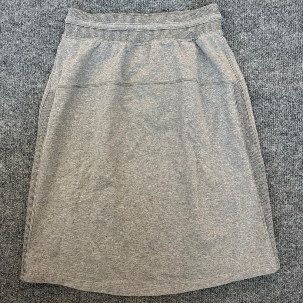 Lululemon Start Anew Skirt Size 2 Grey Cotton Terry Drawstring Athletic Skirt - Picture 3 of 4